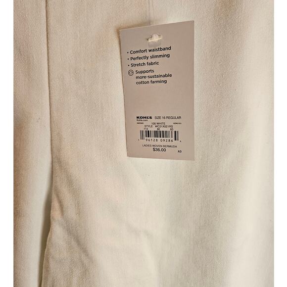 Bermuda Shorts WHITE NEW Women's 16 Regular Comfort Waist Effortless Stretch - Picture 5 of 5